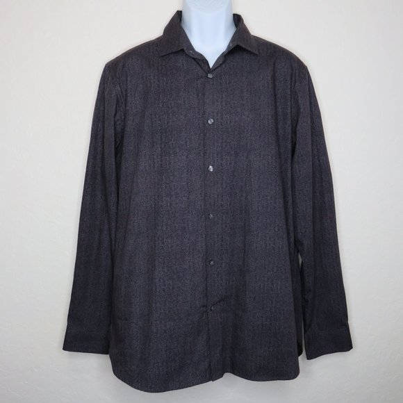 Alfani* Men's‎ Long Sleeve Button Down Curved Hem Zig Zag Design Shirt~ Large - Picture 1 of 12